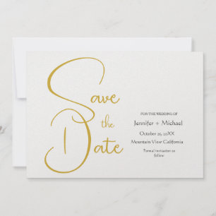 Wedding Modern Minimalist Plain Calligraphy Script Save The Date