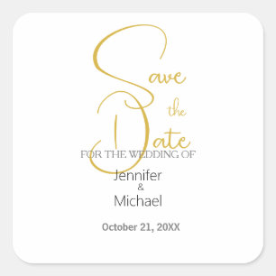 Wedding Modern Minimalist Plain Calligraphy Square Sticker