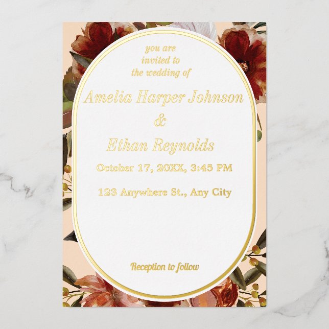Wedding  Modern Neutral Floral Rustic  (Front)