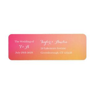 Wedding Modern Orange Peach Ombre Return Address Label