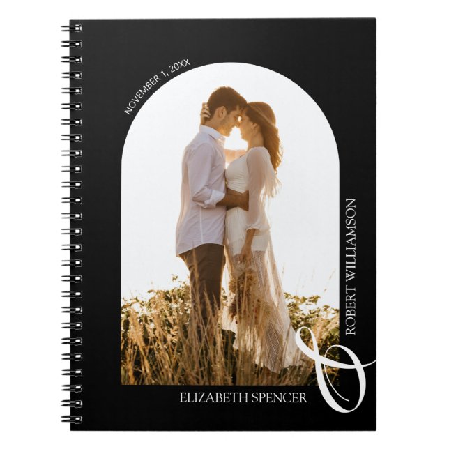 Wedding Modern Photo Arch Black Notebook (Front)