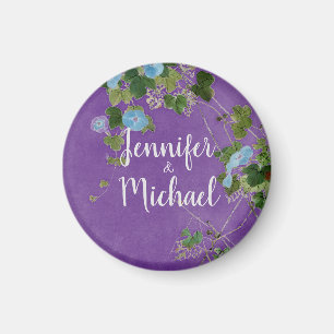 Wedding Modern Plain Calligraphy Name Floral Magnet