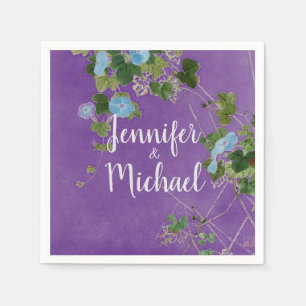 Wedding Modern Plain Calligraphy Name Floral Napkin