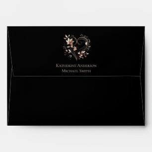 Wedding-Modern Rose Gold Flowers with a Heart Envelope