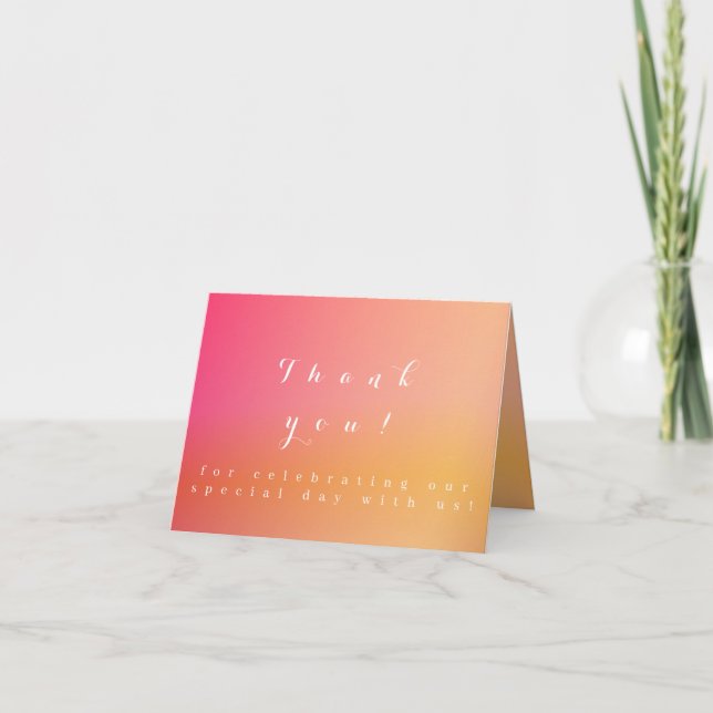 Wedding Modern Sunset Ombre Thank You Card (Front)