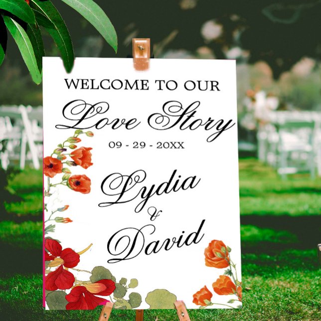 Wedding Modern Welcome Elegant Floral Orange Poster (Creator Uploaded)