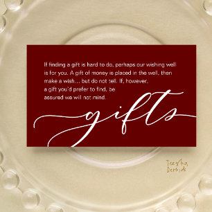 Wedding Monetary Gift Registry, Burgundy Wine Red Enclosure Card