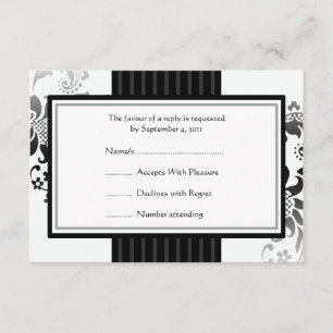 Wedding Monochrome Black & White band RSVP -small Card