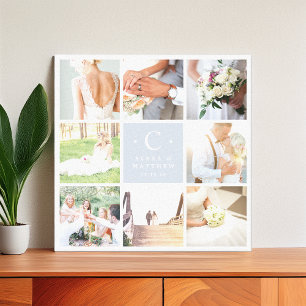 Wedding Monogram 8 Photo Collage Canvas Print