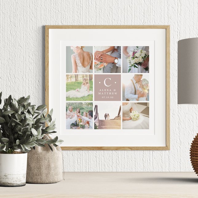 Wedding Monogram 8 Photo Collage Poster (Creator Uploaded)