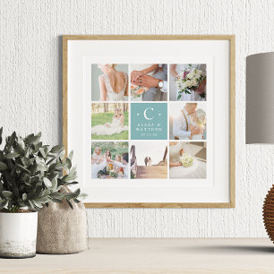 Wedding Monogram 8 Photo Collage Print