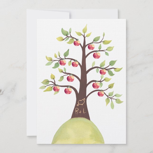 Wedding Monogram Apple Tree Orchard Country Invite (Front)
