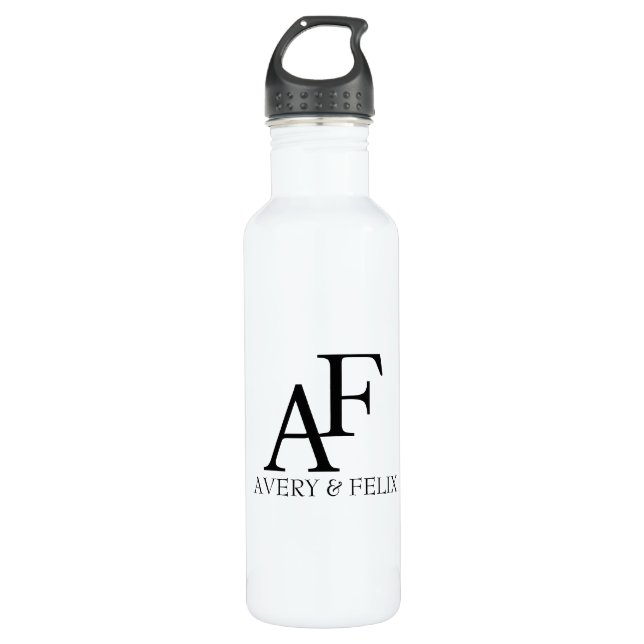 Wedding Monogram Black and White Elegant Guest 710 Ml Water Bottle (Front)