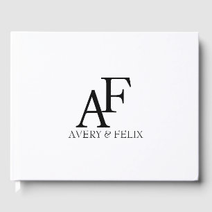 Wedding Monogram Black and White Elegant Guest Guest Book