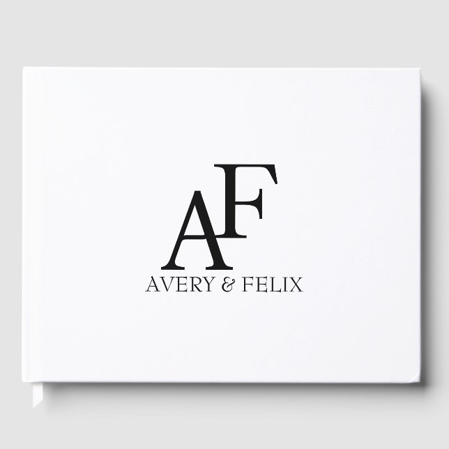 Wedding Monogram Black and White Elegant Guest Guest Book (Front)
