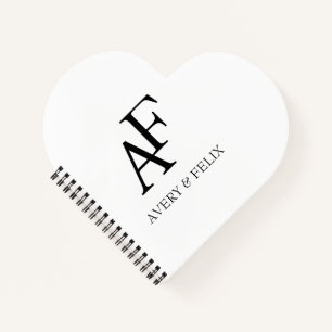 Wedding Monogram Black and White Elegant Guest Notebook
