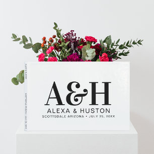 Wedding Monogram Black And White Sophisticated Guest Book
