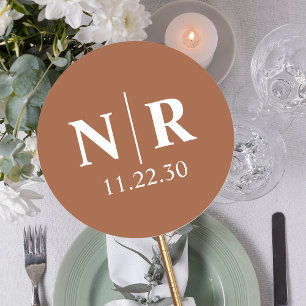 Wedding Monogram Bride And Groom Initials Classic Round Sticker