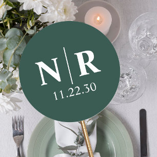 Wedding Monogram Bride And Groom Initials Classic Round Sticker