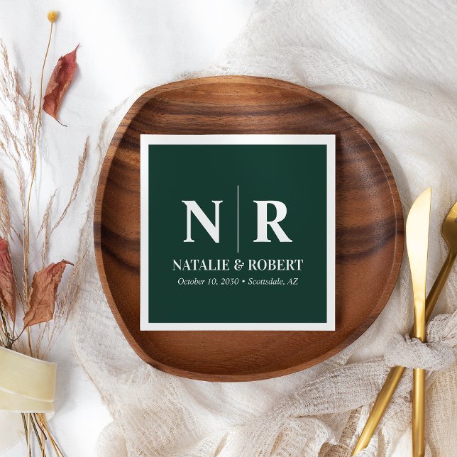 Wedding Monogram Bride And Groom Initials Elegant Napkin (Creator Uploaded)