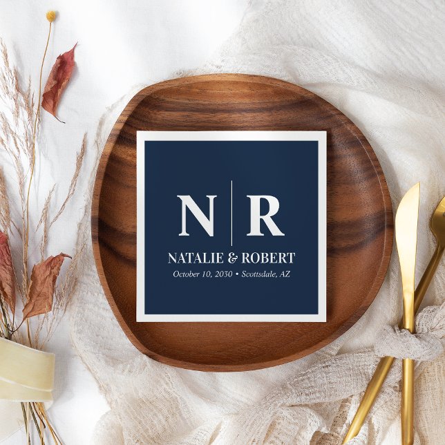 Wedding Monogram Bride And Groom Initials Elegant Napkin (Creator Uploaded)