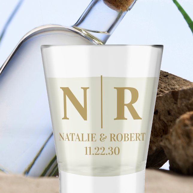 Wedding Monogram Bride And Groom Initials Shot Glass (Creator Uploaded)