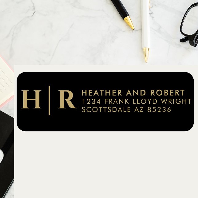 Wedding Monogram Bride and Groom Return Address Label (Creator Uploaded)