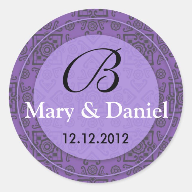 Wedding Monogram Bride Groom Date Envelope Seal (Front)