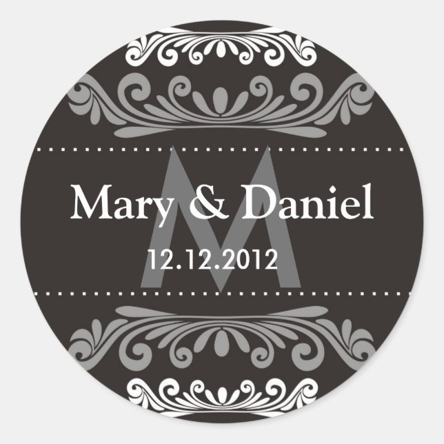 Wedding Monogram Bride Groom Date Envelope Seal (Front)