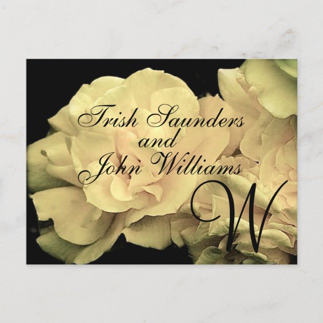 Wedding Monogram Bride Groom Names Announcement Postcard (Front)
