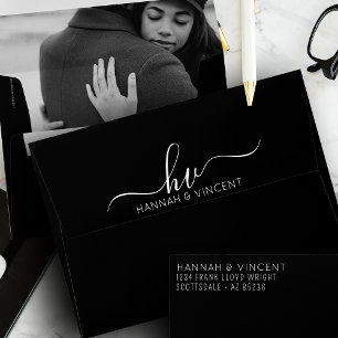 Wedding Monogram Calligraphy Script Minimal Chic Envelope