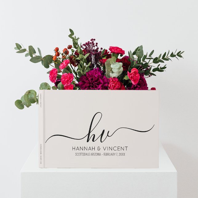 Wedding Monogram Calligraphy Script Minimal Chic Guest Book (Creator Uploaded)