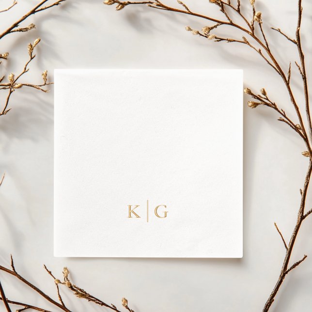 Wedding Monogram Classic Elegant Letters Foil Napkins (Creator Uploaded)