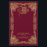 Wedding Monogram Classic Gold Frame Burgundy Stationery<br><div class="desc">Ornate, classical frame in gold tones with burgundy background. Replace the sample monogram with your own for a personalised gift. Makes a wonderful gift for anyone who enjoys classic, timeless, traditional designs. The background colour is changeable: Simple click on the “Customise” button and pick a hue from the “Select a...</div>