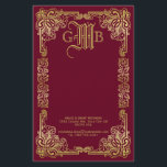 Wedding Monogram Classic Gold Frame Burgundy Stationery<br><div class="desc">Ornate, classical frame in gold tones with burgundy background. Replace the sample monogram with your own for a personalised gift. Makes a wonderful gift for anyone who enjoys classic, timeless, traditional designs. The background colour is changeable: Simple click on the “Customise” button and pick a hue from the “Select a...</div>