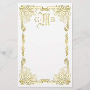 Wedding Monogram Classic Gold Frame Traditional Stationery