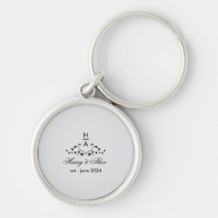 Wedding Monogram  Couple's Initials Key Ring