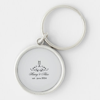 Wedding Monogram Couple's Initials Key Ring