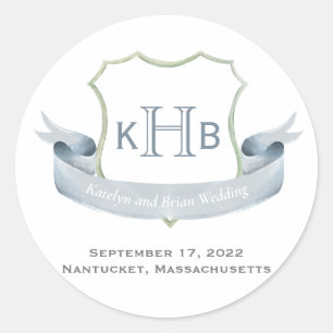 Wedding Monogram Crest Logo Classic Round Sticker