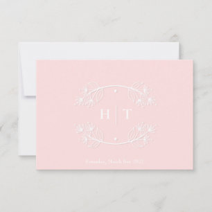 Wedding Monogram Crest pink blush thank you card