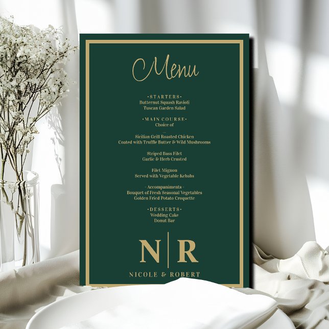 Wedding Monogram Customised Rehearsal Dinner Menu (Creator Uploaded)