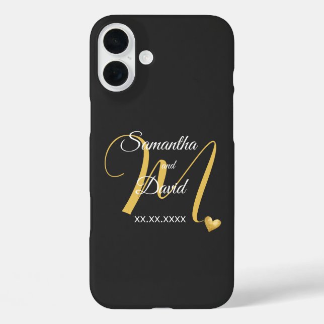 Wedding Monogram Design with Names and Date Case-Mate iPhone Case (Back)