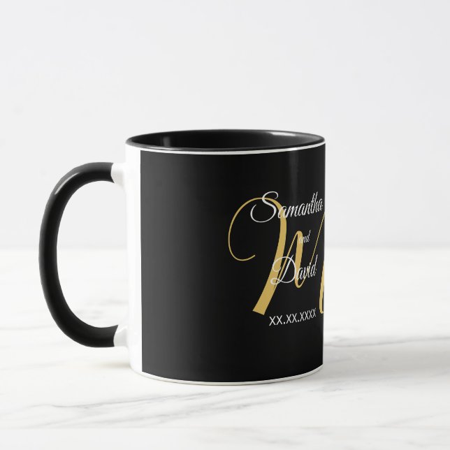 Wedding Monogram Design with Names and Date Mug (Left)
