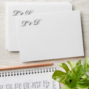 Wedding Monogram Elegant Black White Envelope