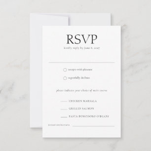Wedding Monogram Elegant Meal Choice Wedding RSVP Card