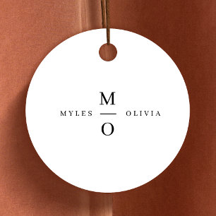 Wedding Monogram Elegant Minimalist Simple White Favour Tags