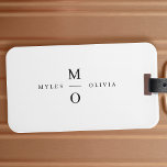 Wedding Monogram Elegant Minimalist Simple White Luggage Tag<br><div class="desc">A minimalist monogram wedding design with elegant typography in black on a simple white background. The text can easily be personalised for your special day!</div>