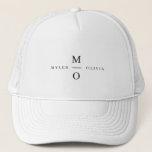 Wedding Monogram Elegant Minimalist Simple White Trucker Hat<br><div class="desc">A minimalist monogram wedding design with elegant typography in black on a simple white background. The text can easily be personalised for your special day!</div>