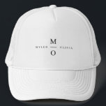 Wedding Monogram Elegant Minimalist Simple White Trucker Hat<br><div class="desc">A minimalist monogram wedding design with elegant typography in black on a simple white background. The text can easily be personalised for your special day!</div>