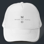 Wedding Monogram Elegant Minimalist Simple White Trucker Hat<br><div class="desc">A minimalist monogram wedding design with elegant typography in black on a simple white background. The text can easily be personalised for your special day!</div>